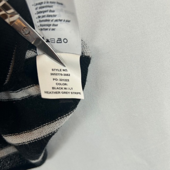 PAIGE Womens XS Merino Wool Blend Black White Striped Knit Sweater Long Sleeve - Picture 6 of 10